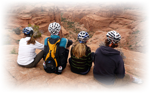Family ride into Arches National Park
